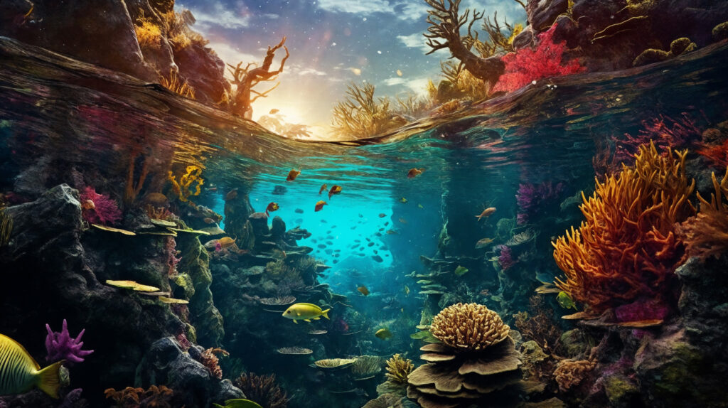 Coast above, reef below — full design