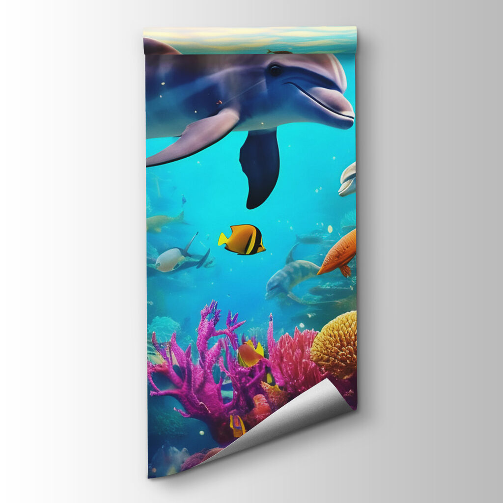 Dolphin among colourful coral — product view