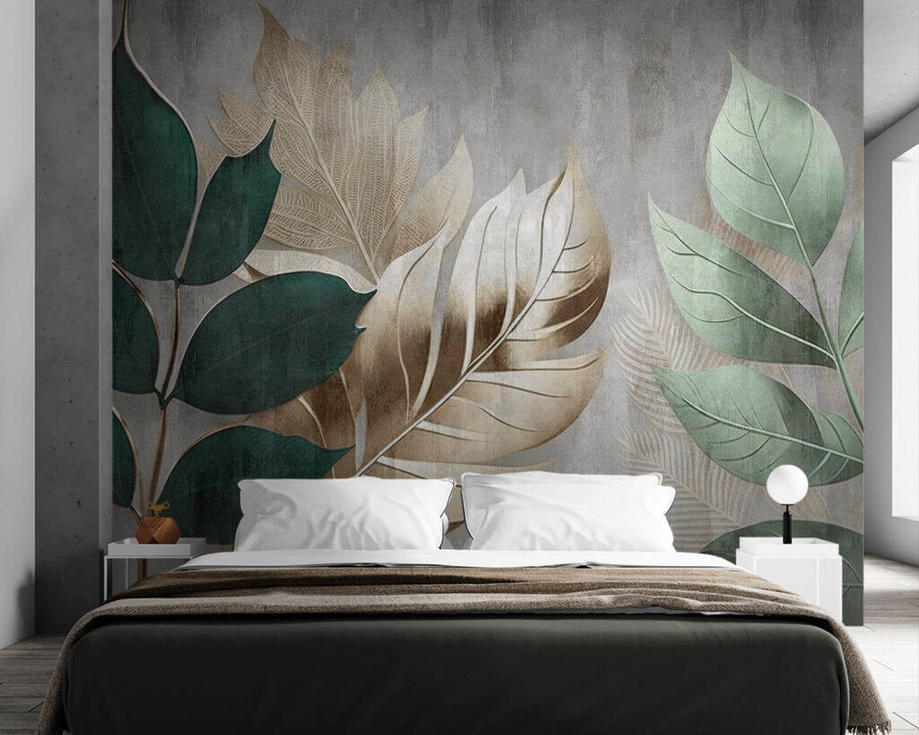 Green leaves on planks — interior 2