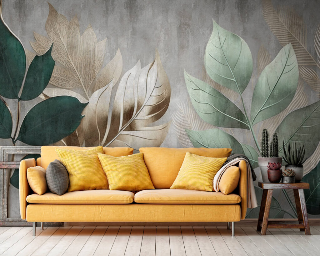 Green leaves on planks — interior 7