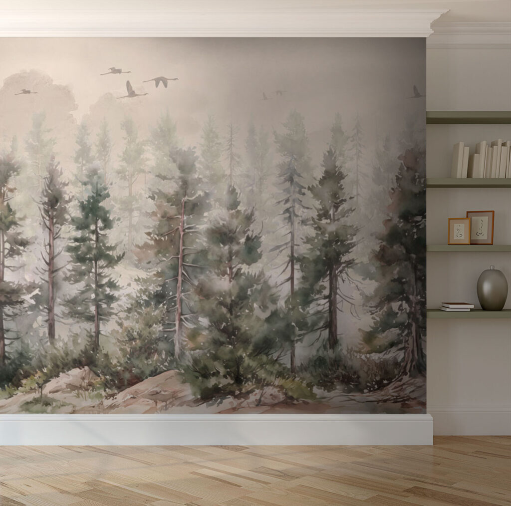 Pines in sandy mist — interior 1