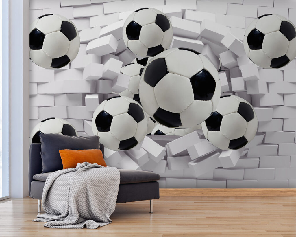Footballs through brick — interior 3