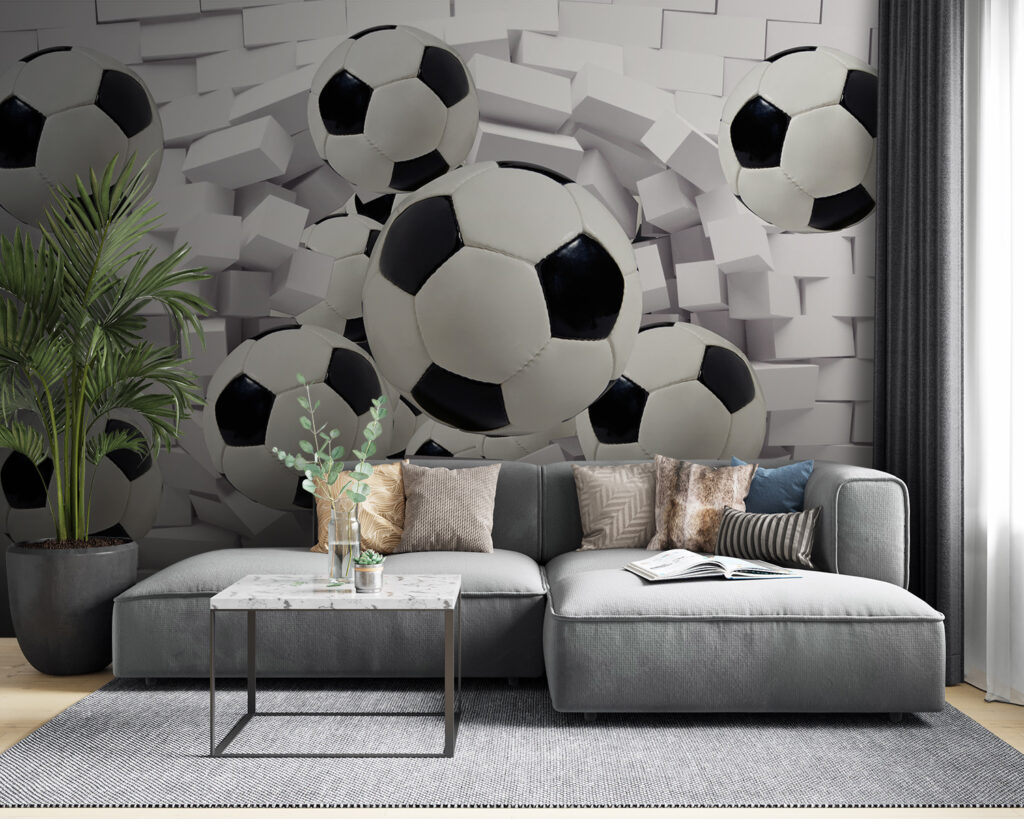 Footballs through brick — interior 1