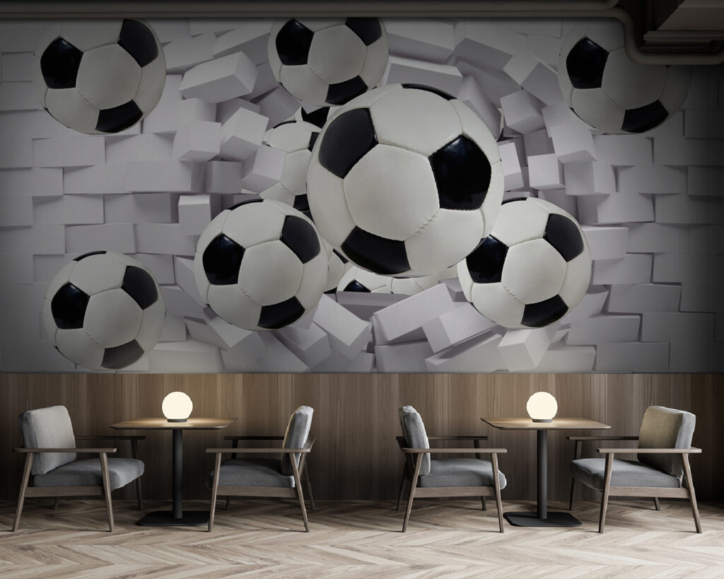 Footballs through brick — interior 5