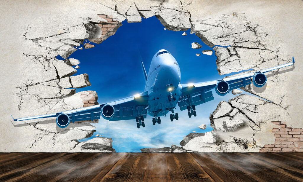 Plane through cracked wall — full design