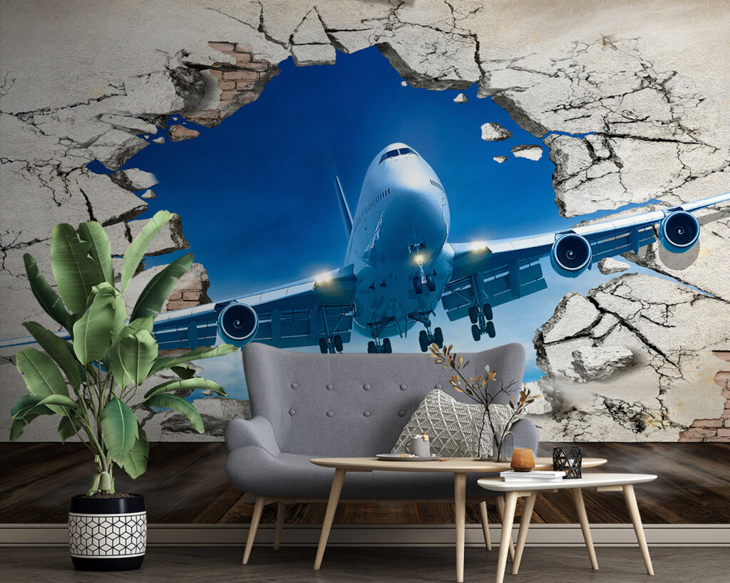 Plane through cracked wall — interior 1