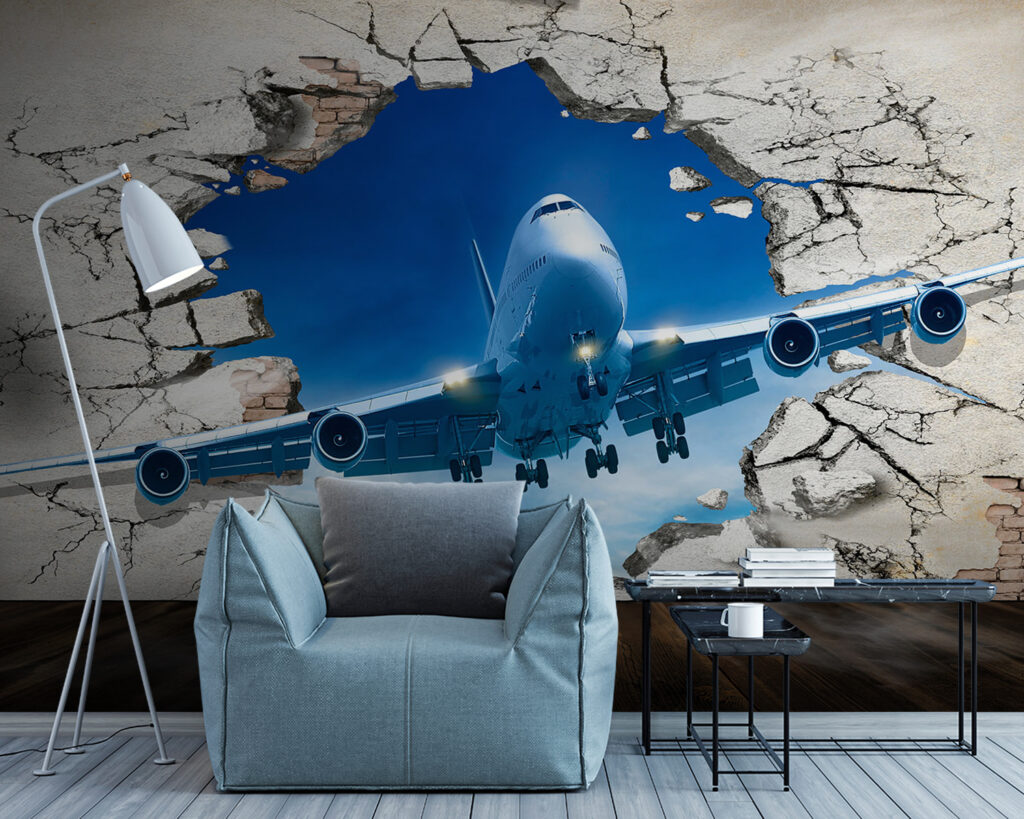 Plane through cracked wall — interior 4