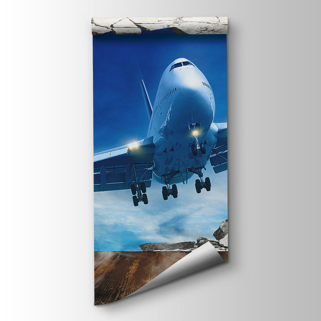 Plane through cracked wall — product view