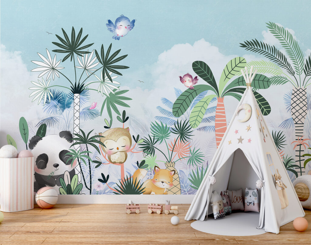 Jungle animals among palms — interior 1