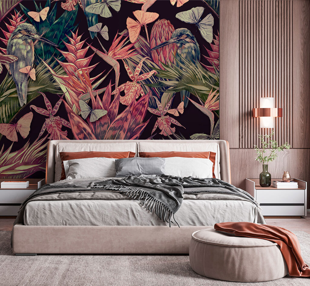 Parrots among tropical leaves — interior 2