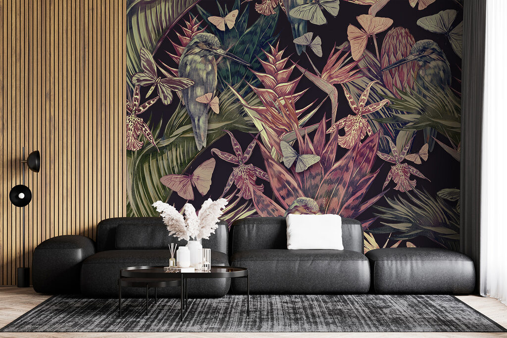 Parrots among tropical leaves — interior 4
