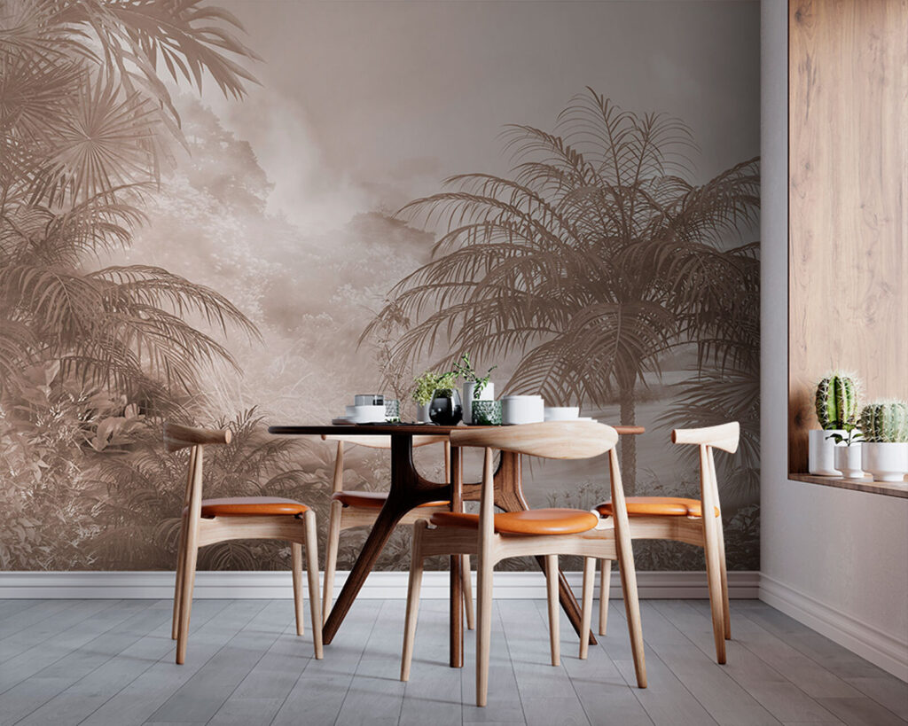 Palms before misty mountains — interior 3