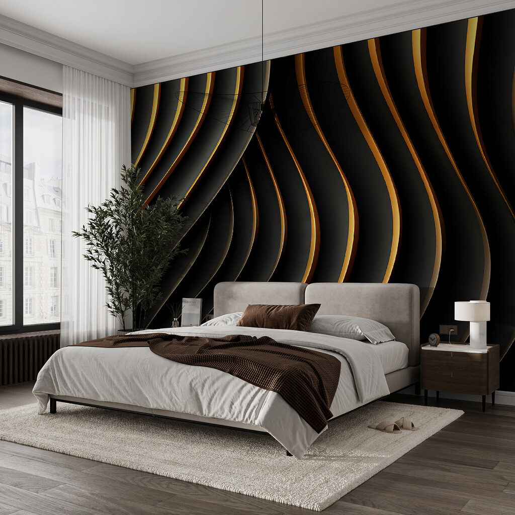 Black waves, golden edges — interior 5