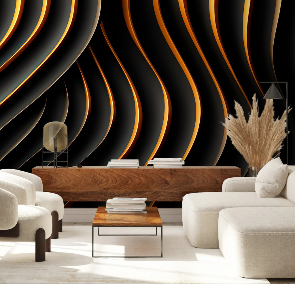 Black waves, golden edges — interior 1