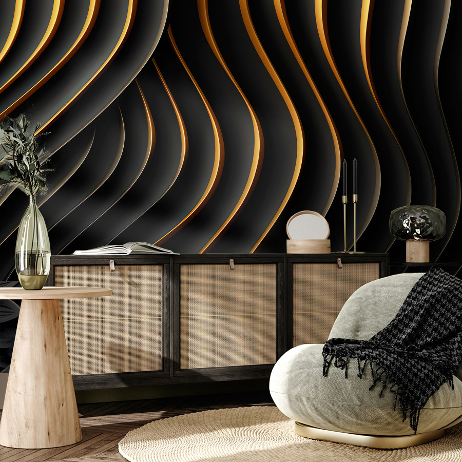 Black waves, golden edges — interior 2