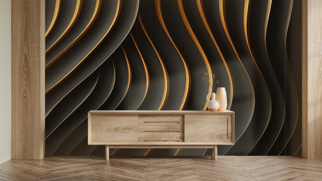 Black waves, golden edges — interior 3