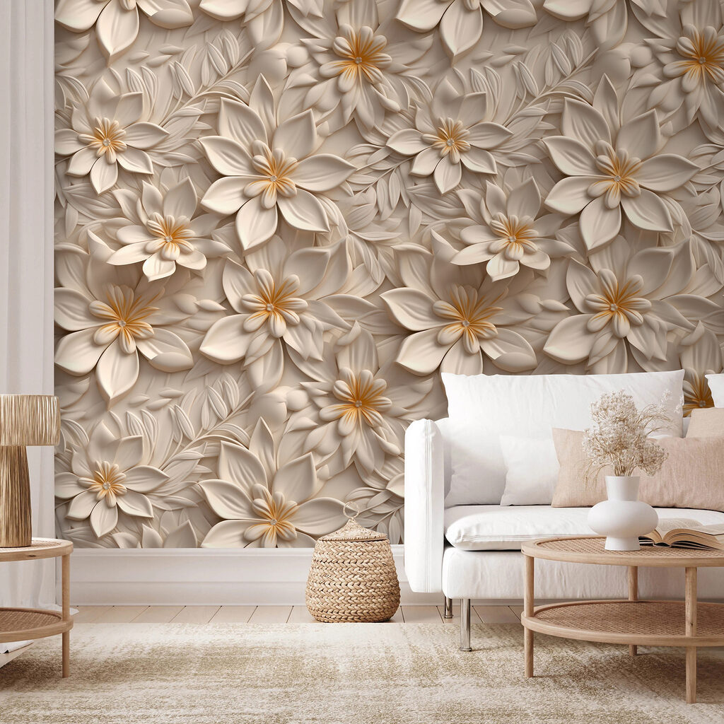 Cream flower relief — interior 6