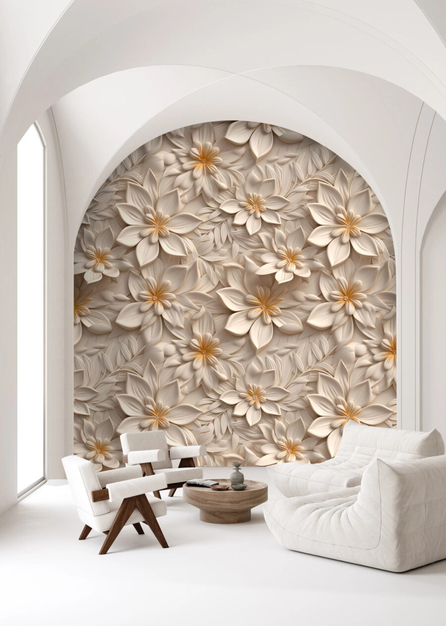 Cream flower relief — interior 4