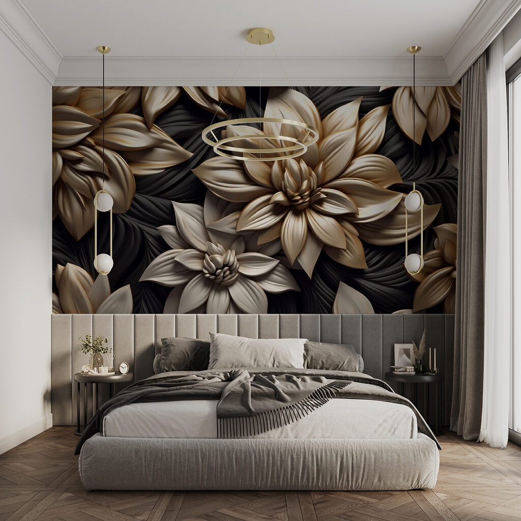 Golden flowers on black — interior 4