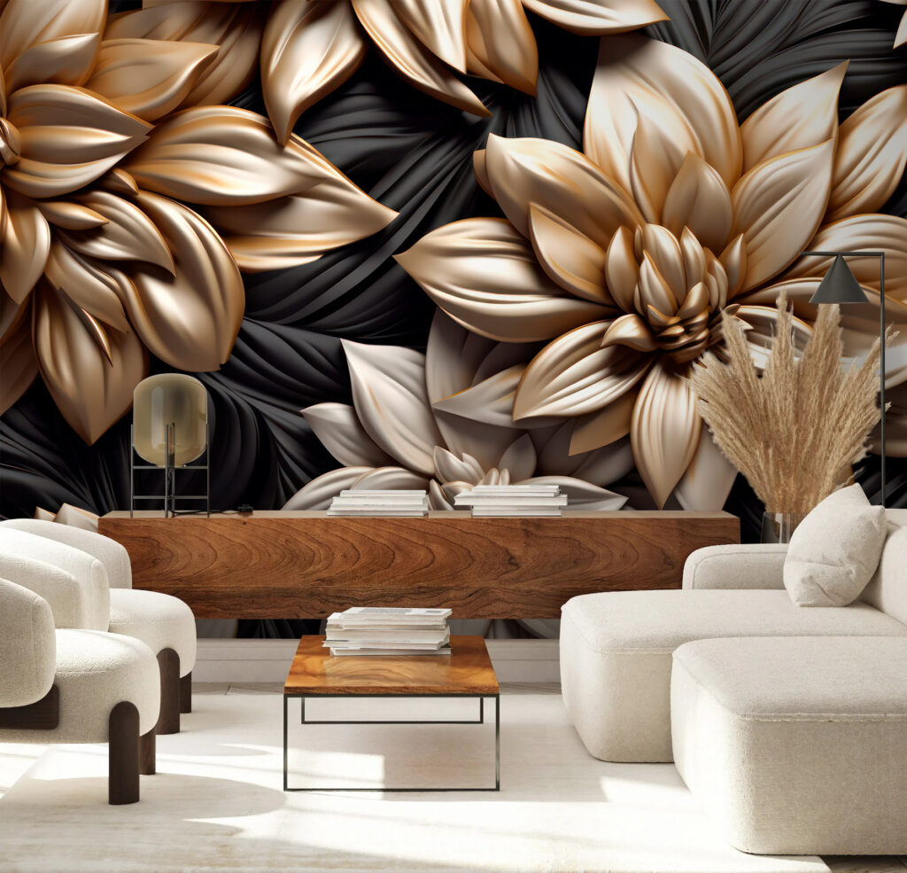 Golden flowers on black — interior 1