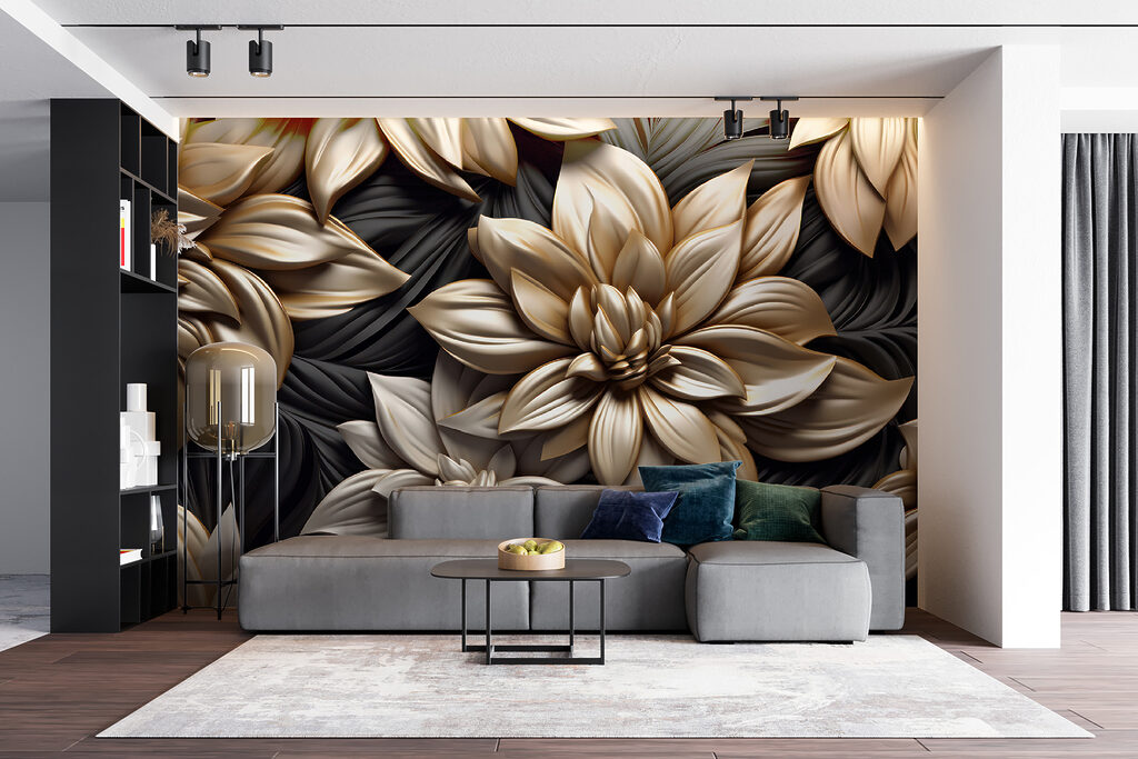Golden flowers on black — interior 5