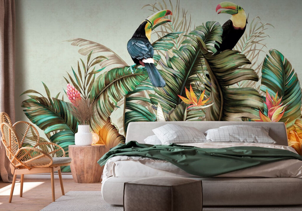 Toucans among jungle leaves — interior 2