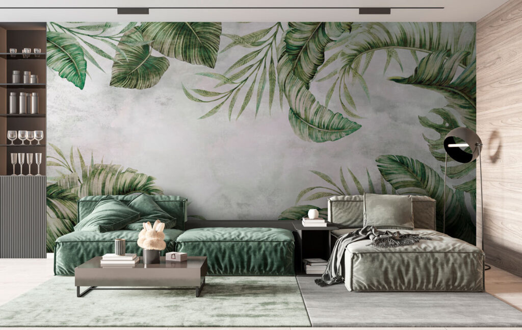 Palm leaves framing white — interior 2