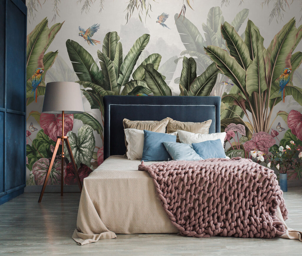 Parrots in jungle garden — interior 1