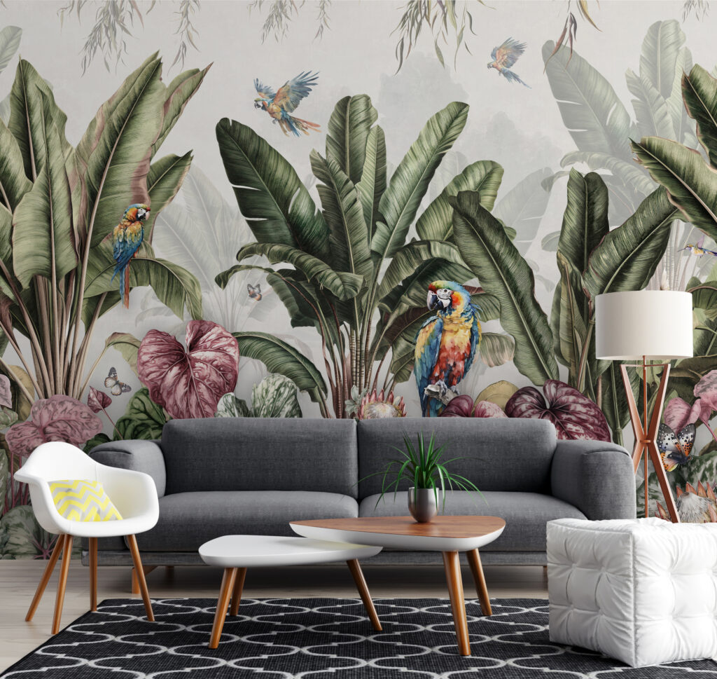 Parrots in jungle garden — interior 3