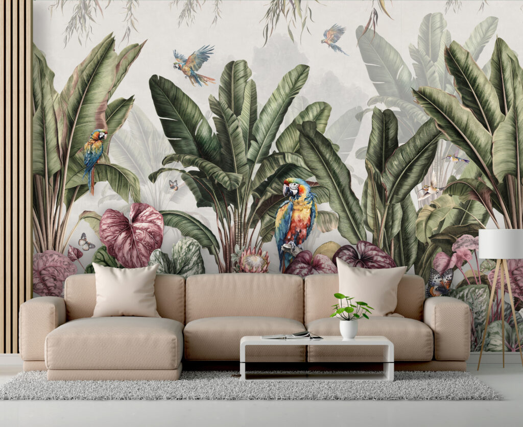 Parrots in jungle garden — interior 4