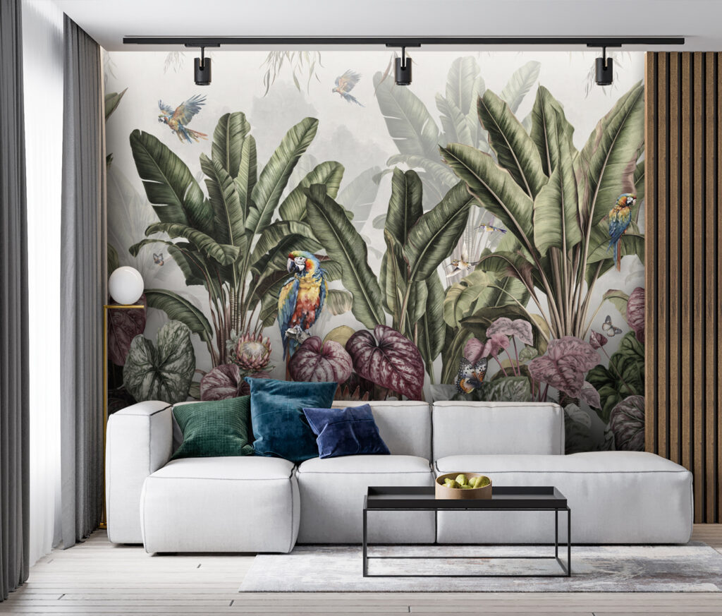 Parrots in jungle garden — interior 5