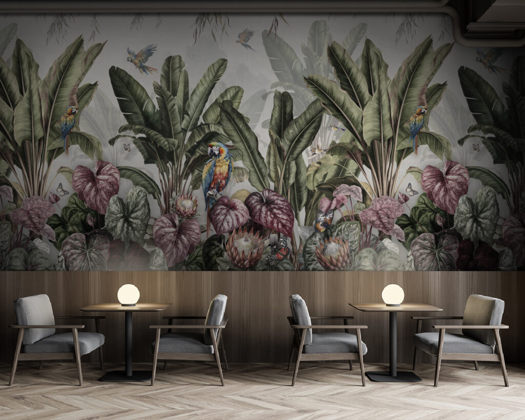 Parrots in jungle garden — interior 6