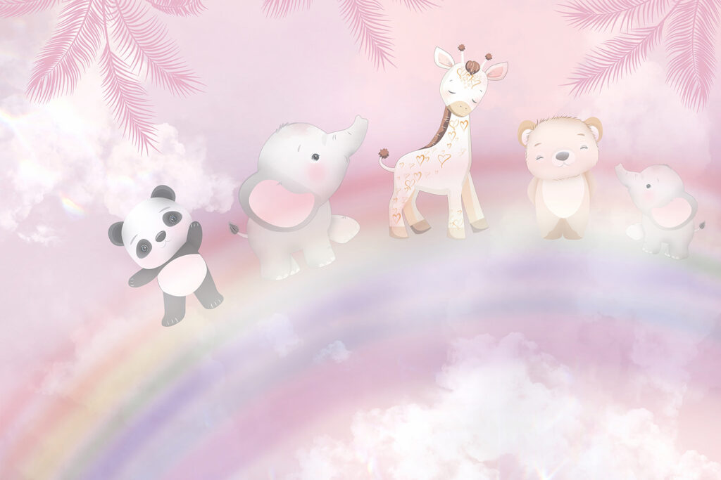 Animals on a rainbow — full design