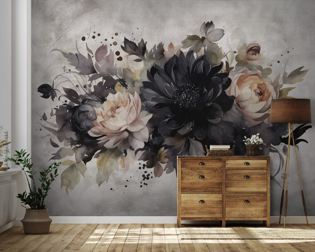 Dark flowers on white — interior 1