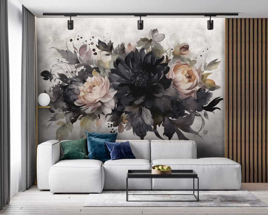 Dark flowers on white — interior 2