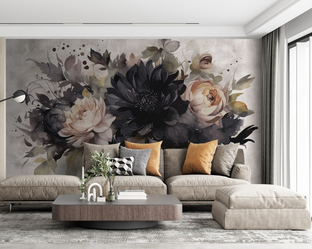 Dark flowers on white — interior 5