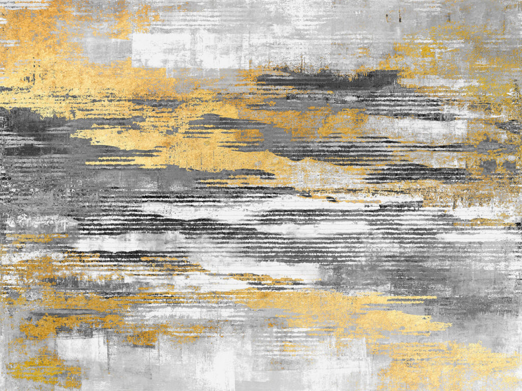 Yellow strokes between greys — full design