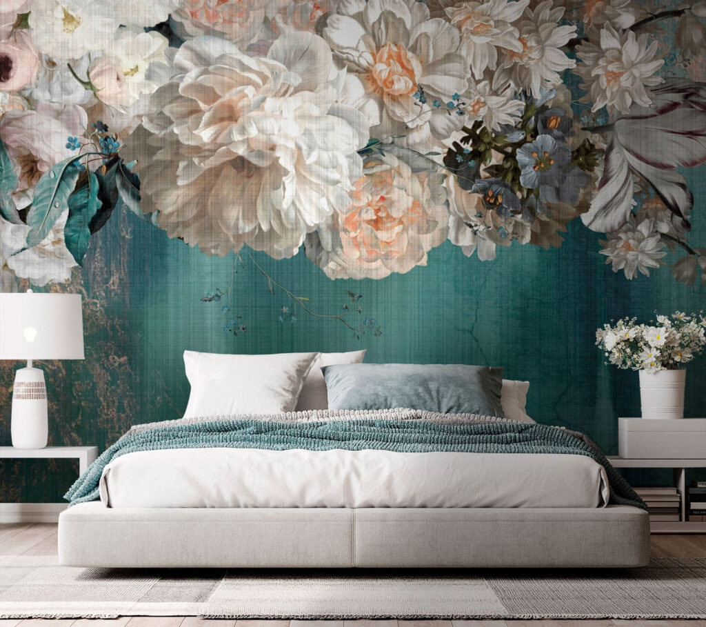White flowers over paint — interior 2