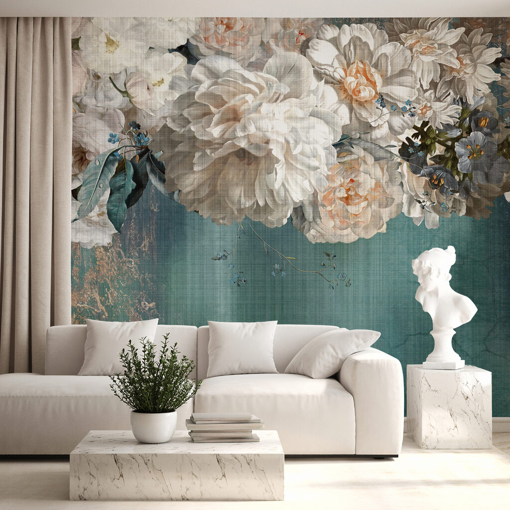 White flowers over paint — interior 4