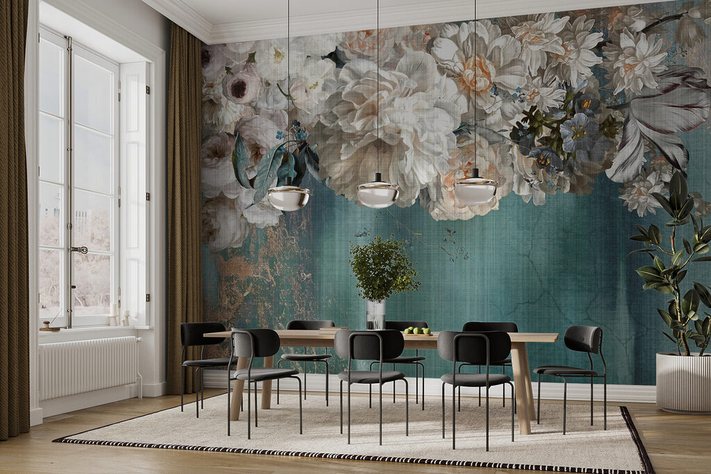 White flowers over paint — interior 5