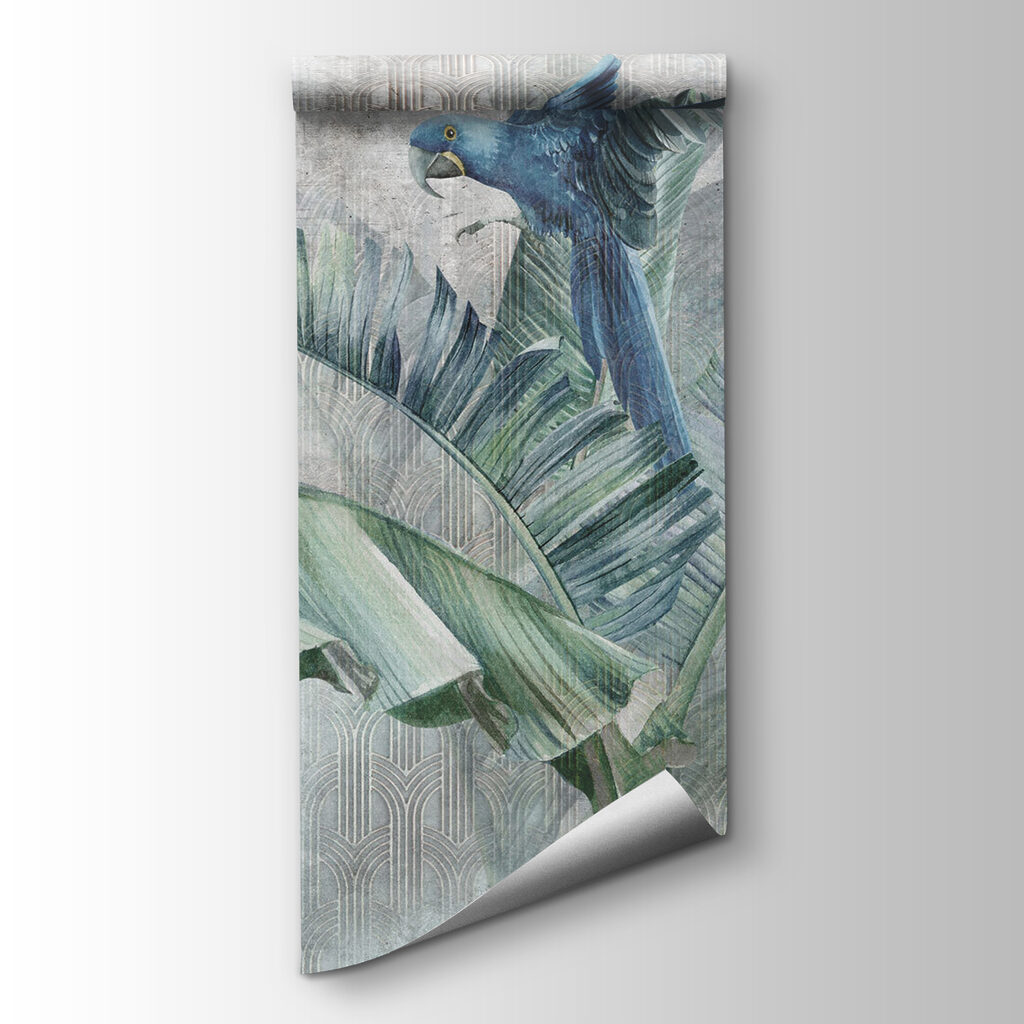 Blue macaw on leaf — product view