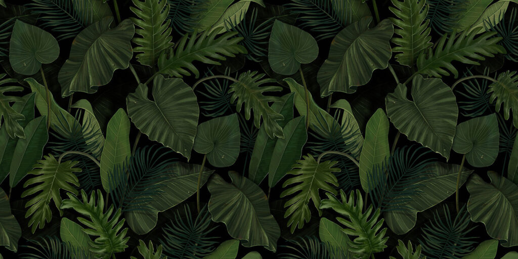 Leaves in forest green — full design