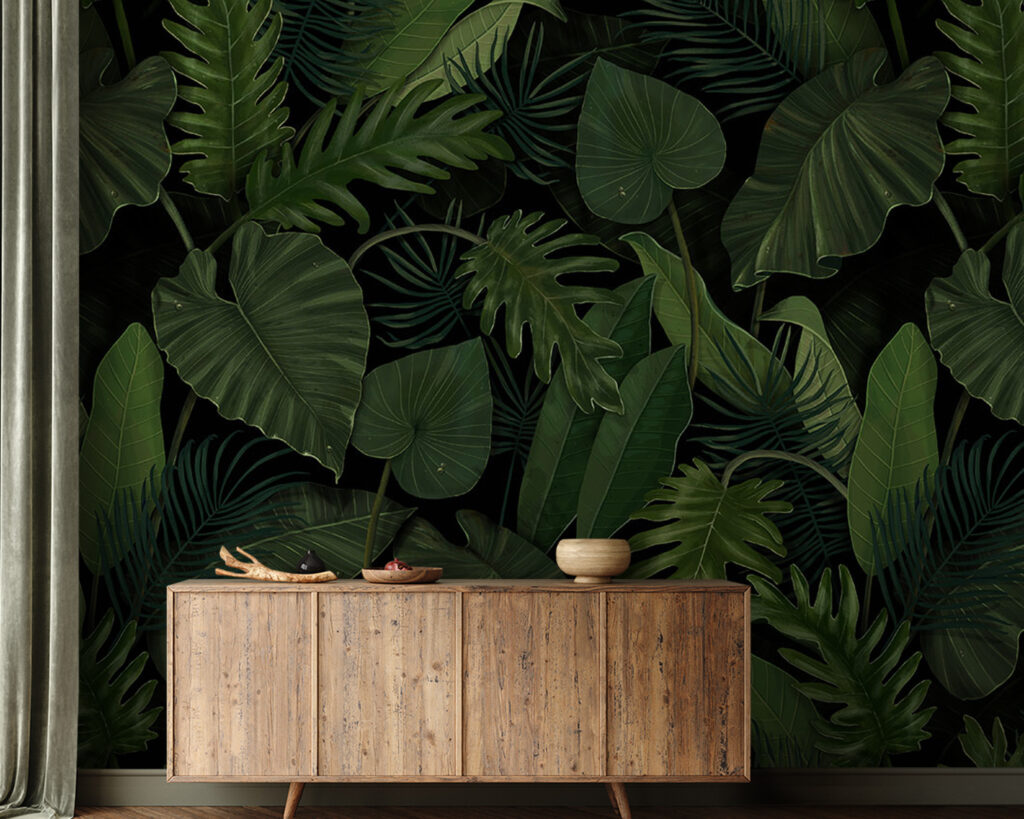 Leaves in forest green — interior 1