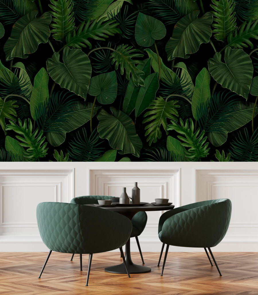 Leaves in forest green — interior 3