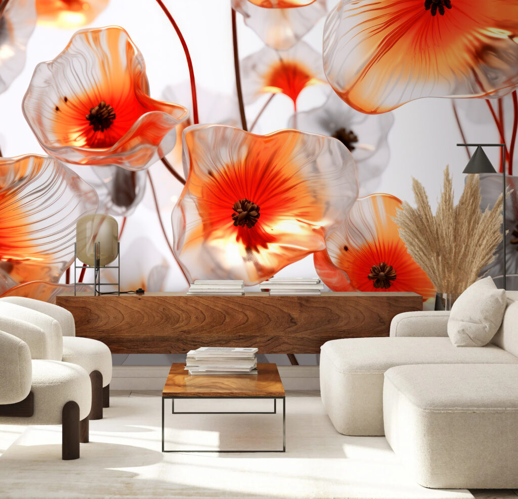 Orange flower cups — interior 1