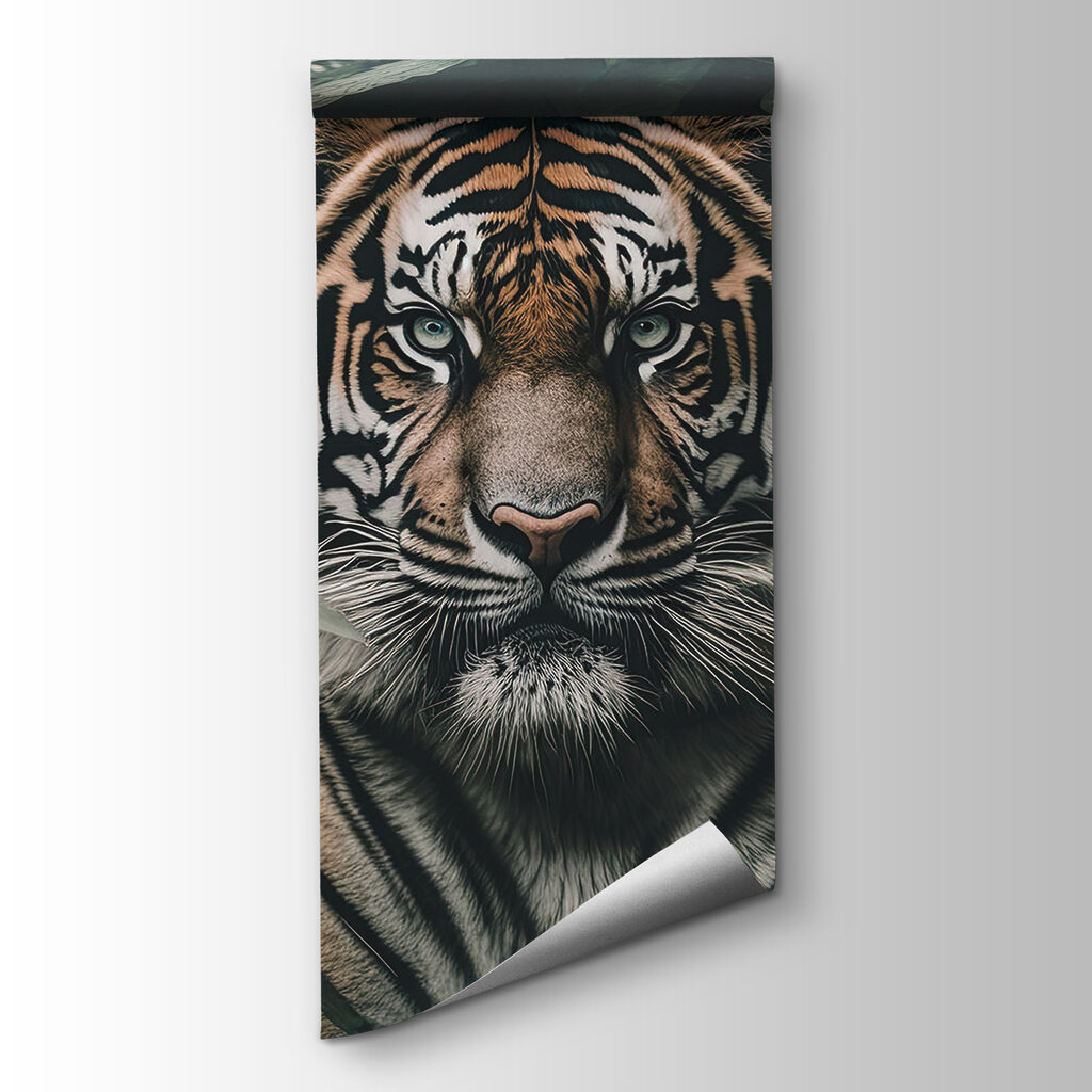 Tiger among dark leaves — product view