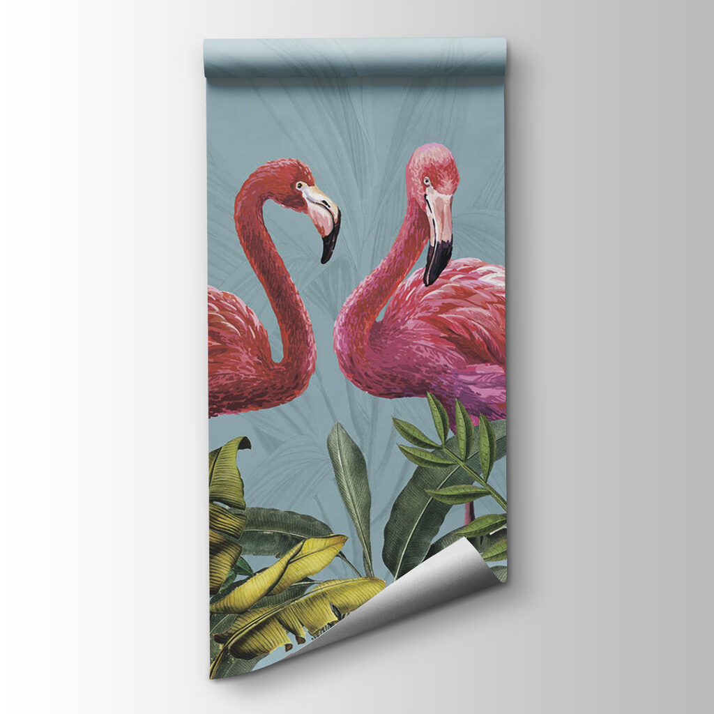 Flamingos among tropical leaves — product view
