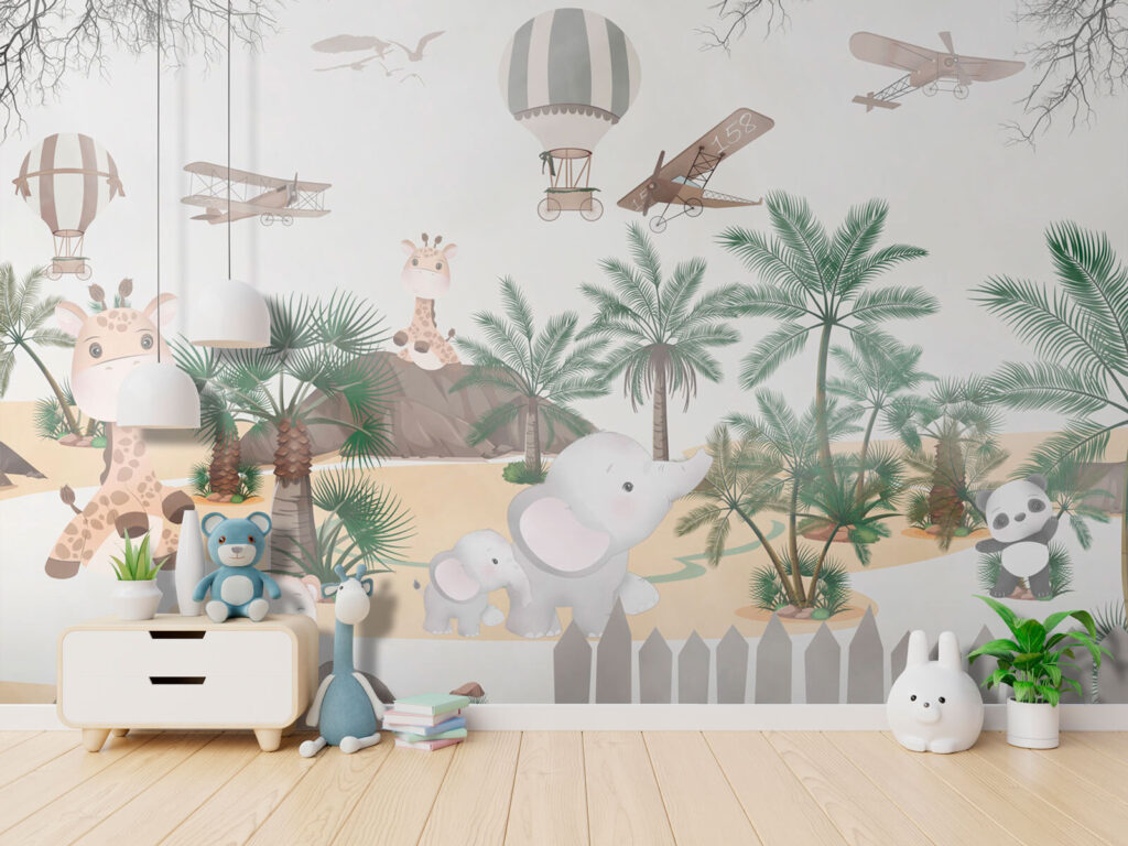 Safari animals behind fence — interior 1