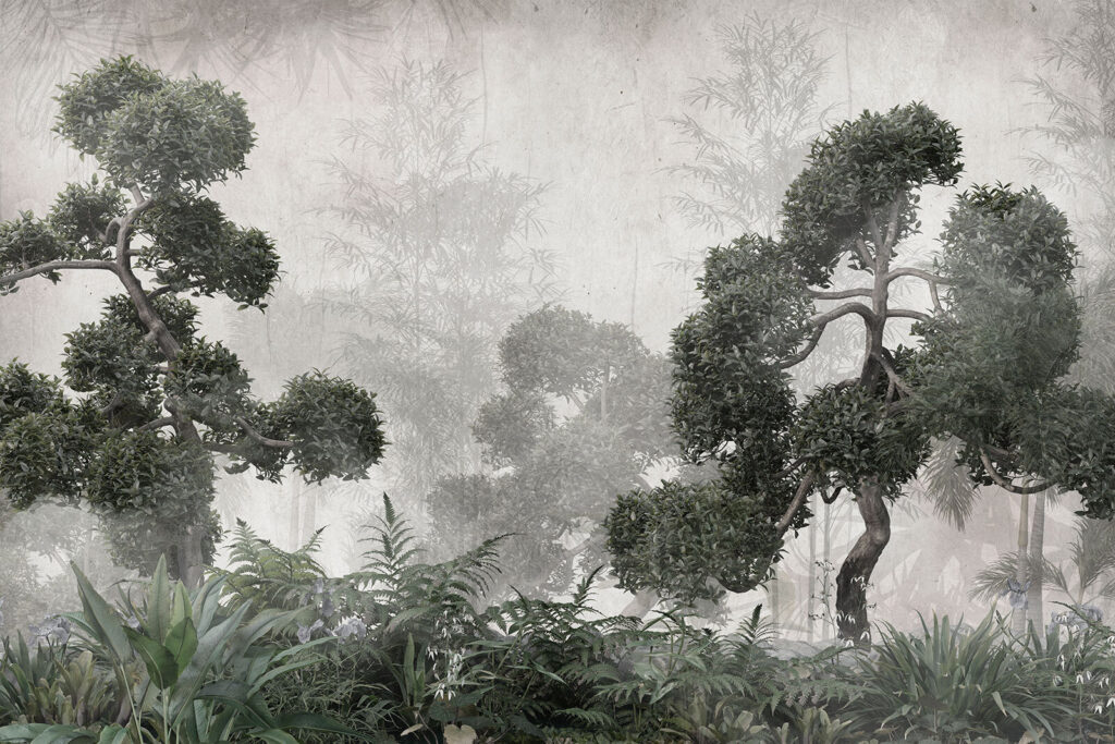 Round treetops above jungle — full design