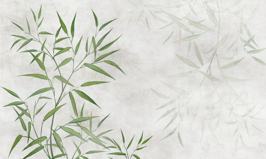Green bamboo leaves — full design